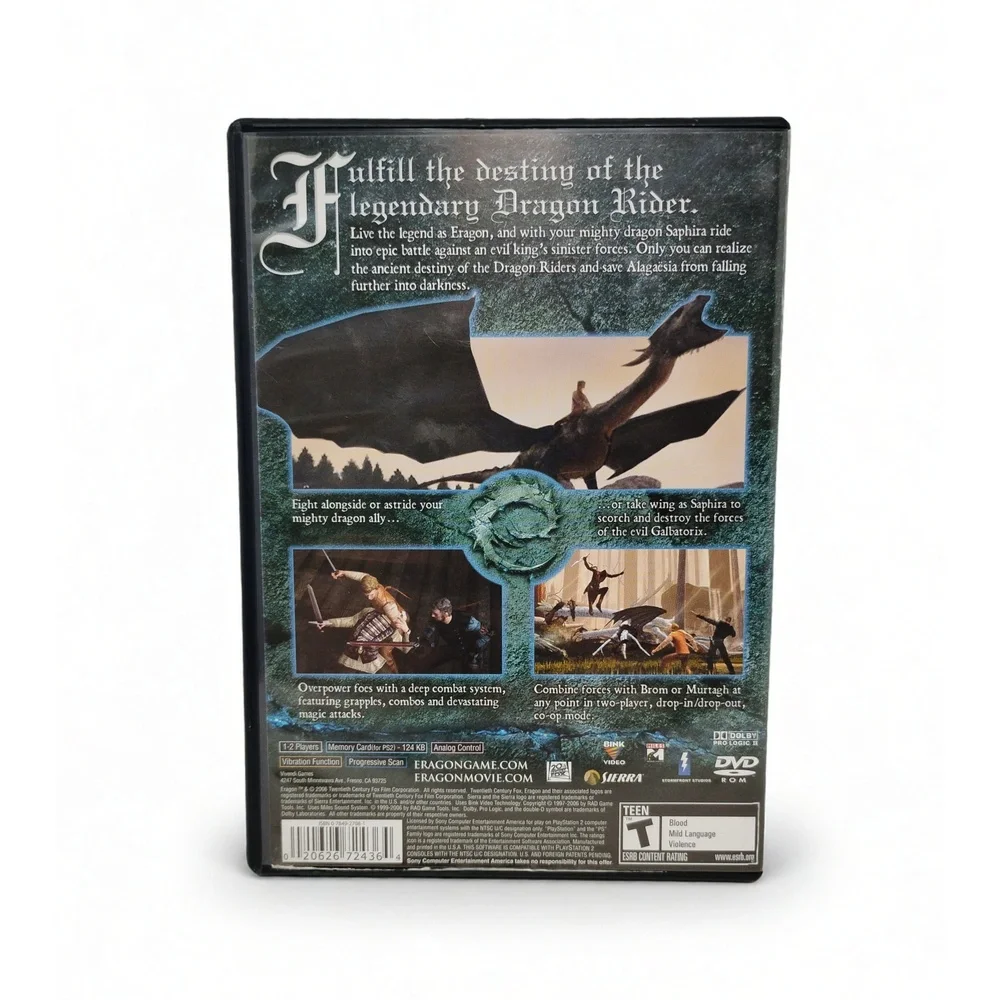 Sierra Eragon (PlayStation 2) SLUS 21322 PlayStation 2 PS2 Game Case No Manual